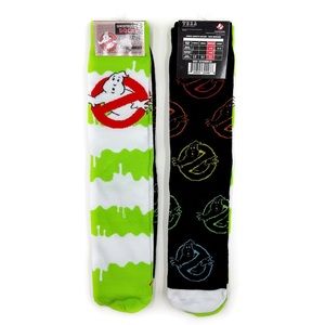 Ghostbusters Movie Crew Socks Mens Womens 80s Film Novelty Gift Logo Green Slime